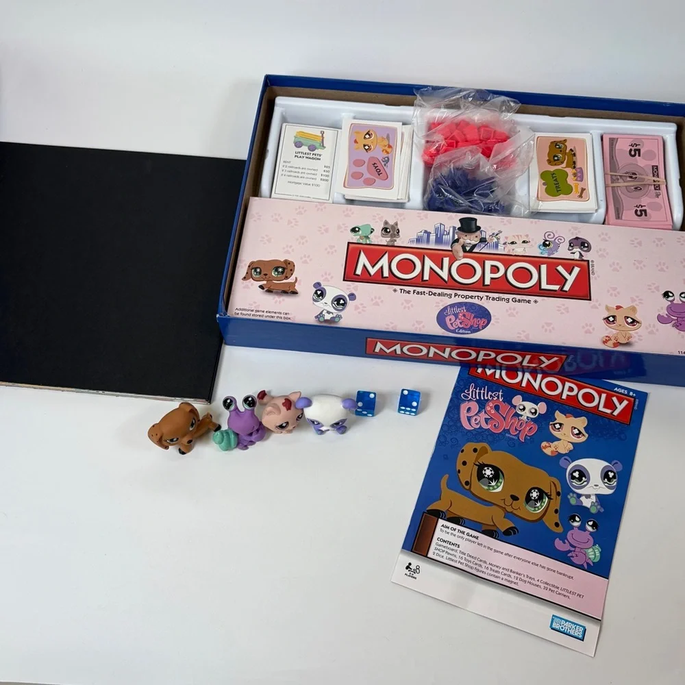 Monopoly Littlest Pet Shop Edition 2008 COMPLETE‎ w/ 4 Pets